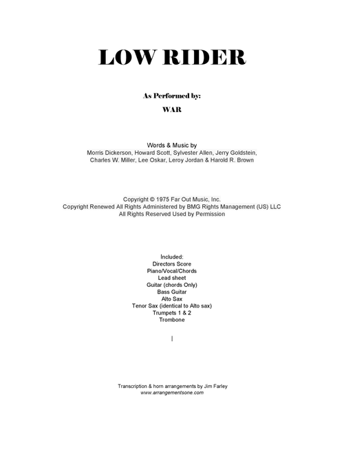 Low Rider (Arr. jfarley@arrangementsone.com) - War (Large Ensemble)