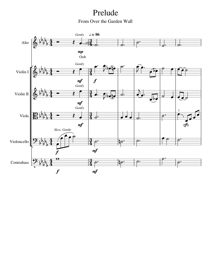 Prelude (From Over the Garden Wall) Sheet Music for Alto