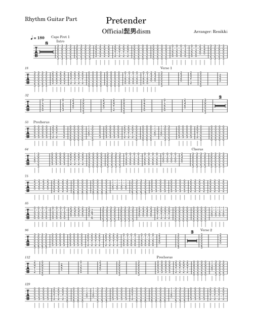 Pretender – official髭男dism Rhythm Guitar Part
