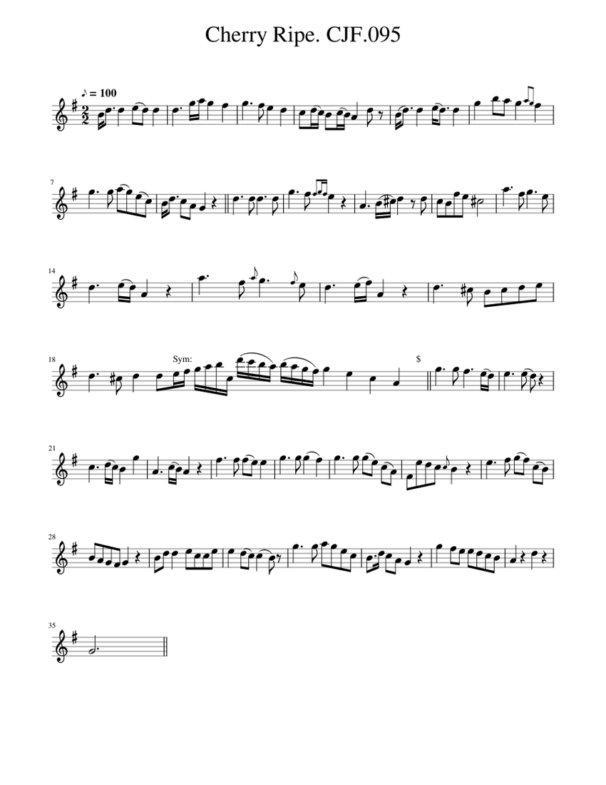 Cherry Ripe. CJF.095 Sheet music for Piano (Solo) Easy | Musescore.com