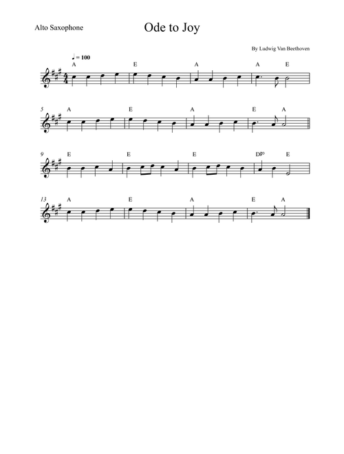 Ode to Joy - Alto Sax Easy (Arr. Wesley S. SIlva) - Ludwig van Beethoven (Alto Sax Solo)