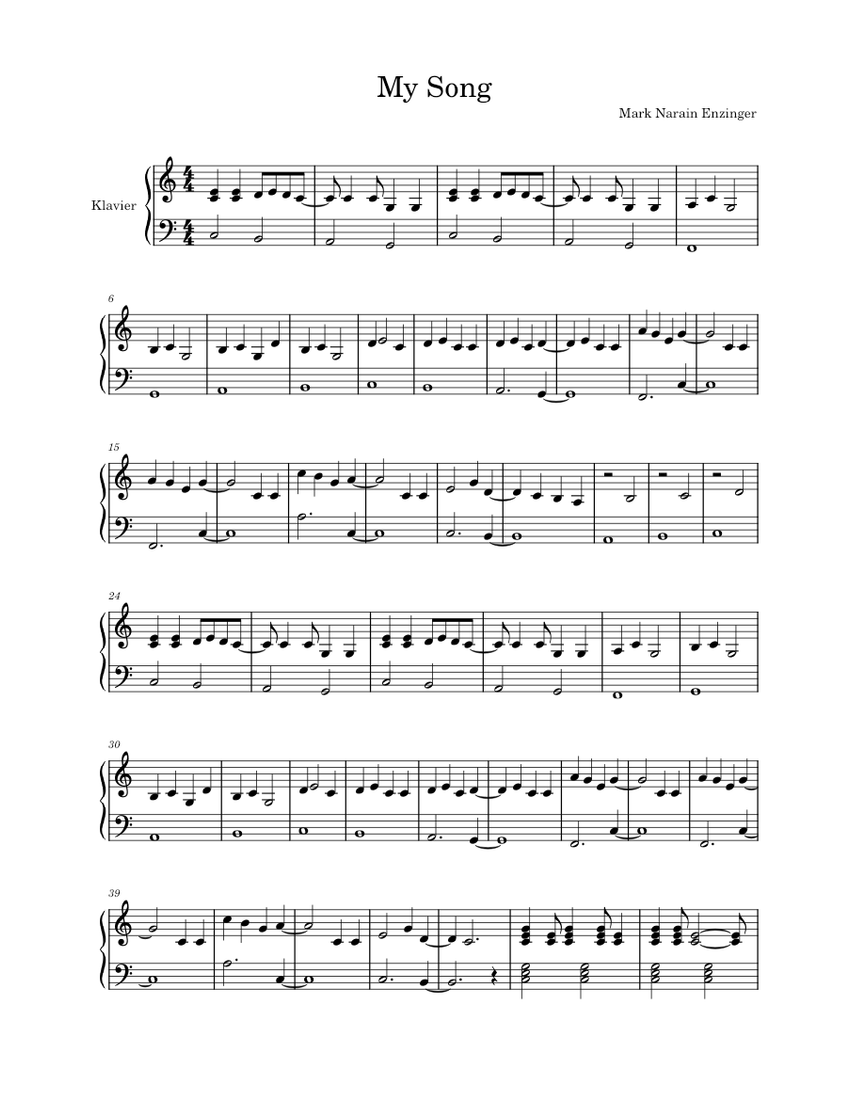 My Song Sheet Music for Piano (Piano Duo) | MuseScore.com