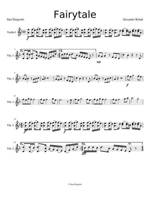 Fairytale by Alexander Rybak for violin