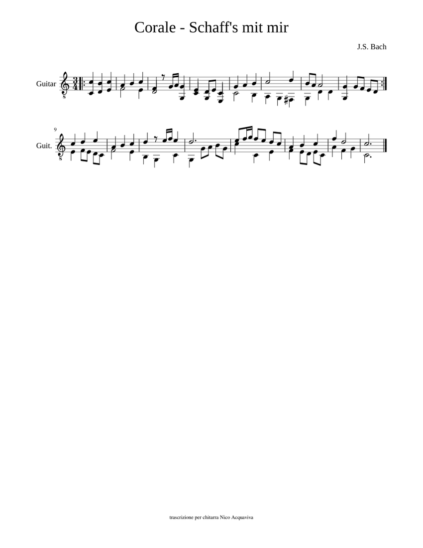 Corale Schaff s mit mir Sheet Music for Guitar (Solo) | MuseScore.com