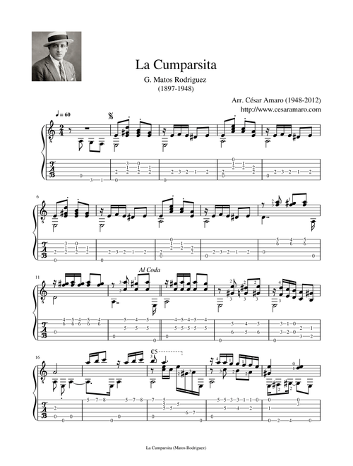La Cumparsita - G. Matos Rodriguez (1897 - 1948) - Tablature