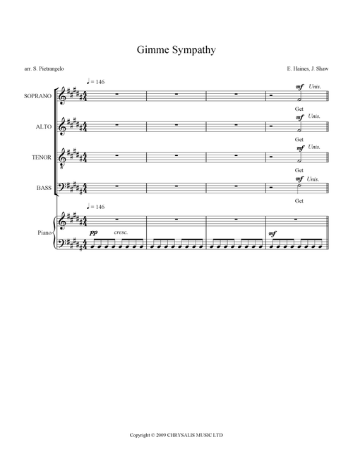 Gimme Sympathy (Arr. Scott Pietrangelo) - Metric (Choral, SATB)