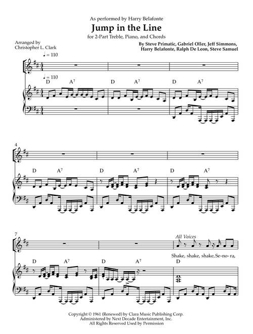 Jump In The Line (Arr. Christopher L Clark) - Harry Belafonte (Choral, SA)