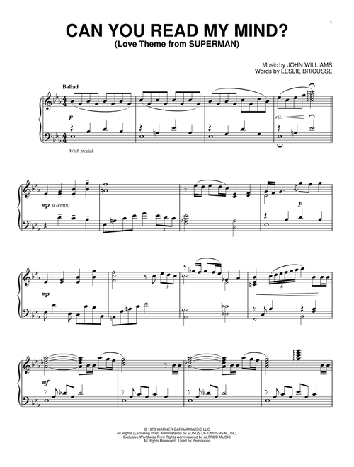 Can You Read My Mind? (Love Theme from SUPERMAN) - Maureen McGovern (Piano Solo)