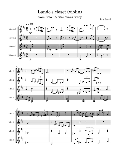 Lando's Closet (from Solo : A Star Wars Story) - violin trio WIP to be reduced