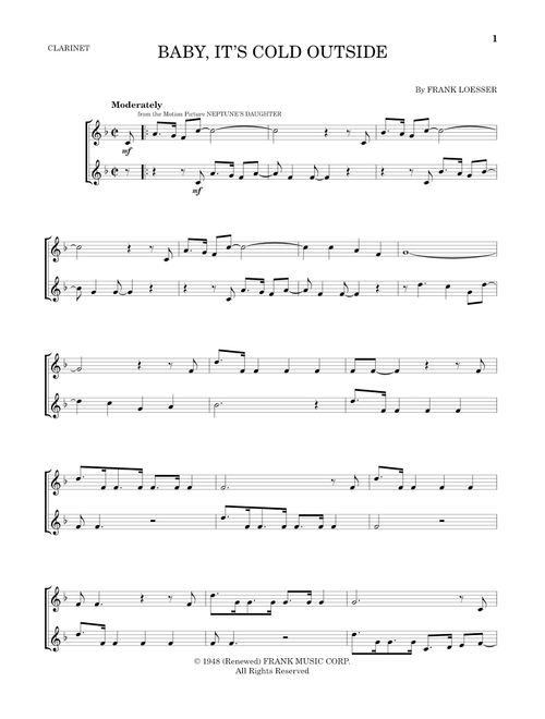 Baby, It's Cold Outside - Frank Loesser (Clarinet Solo)