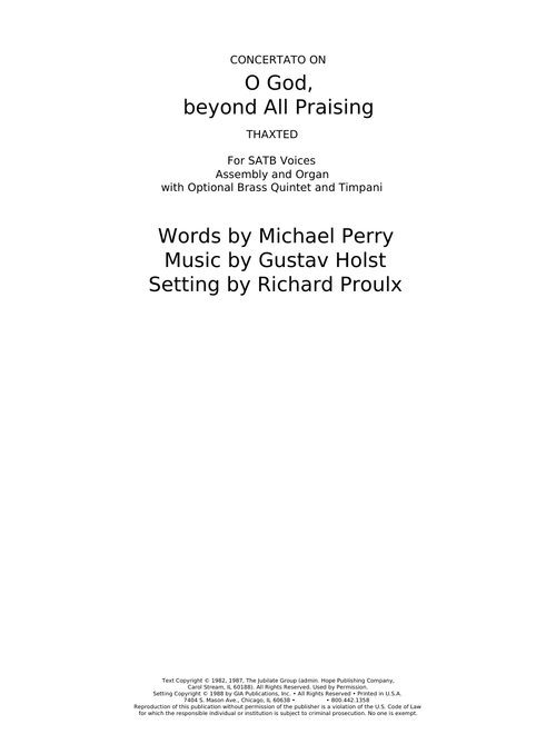O God Beyond All Praising - Gustav Holst