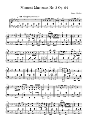 Moments Musicaux D. 780, Op. 94 No. 3 — Franz Schubert Sheet Music for ...