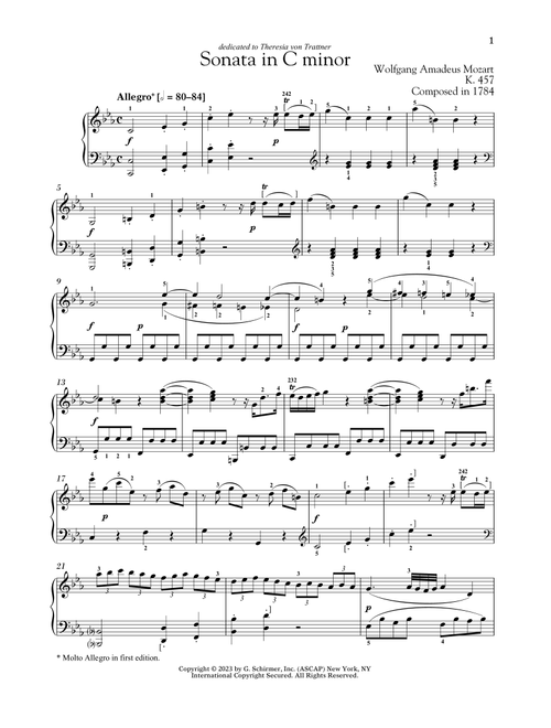 Piano Sonata In C Minor, K. 457 (Ed. Alexandre Dossin) - Wolfgang Amadeus Mozart (Piano Solo)