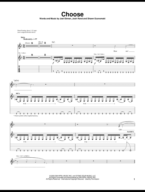 Choose - Stone Sour (Guitar Tab)