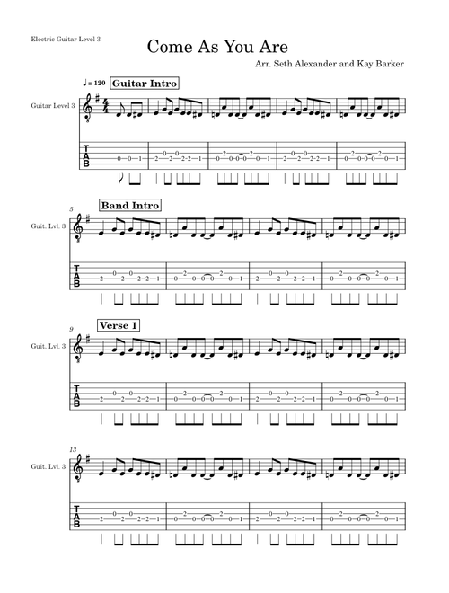 Come as you are – Nirvana - Electric Guitar Level 3