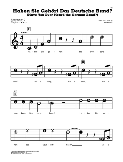 Haben Sie Gehort Das Deutsche Band? (Have You Ever Heard The German Band?) (from The Producers) - Mel Brooks (E-Z Play Today)
