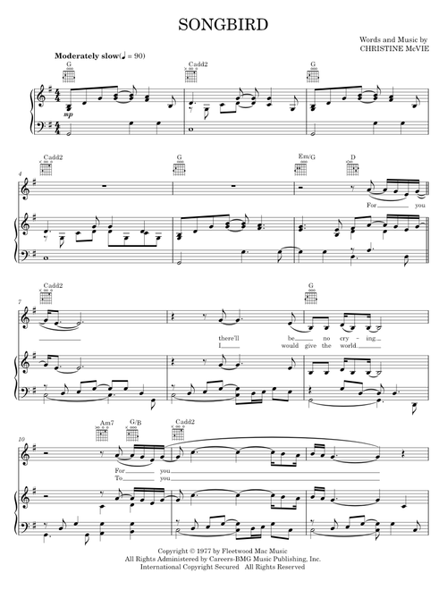 Songbird - Christine McVie, Eva Cassidy, Fleetwood Mac (Piano-Vocal-Guitar)