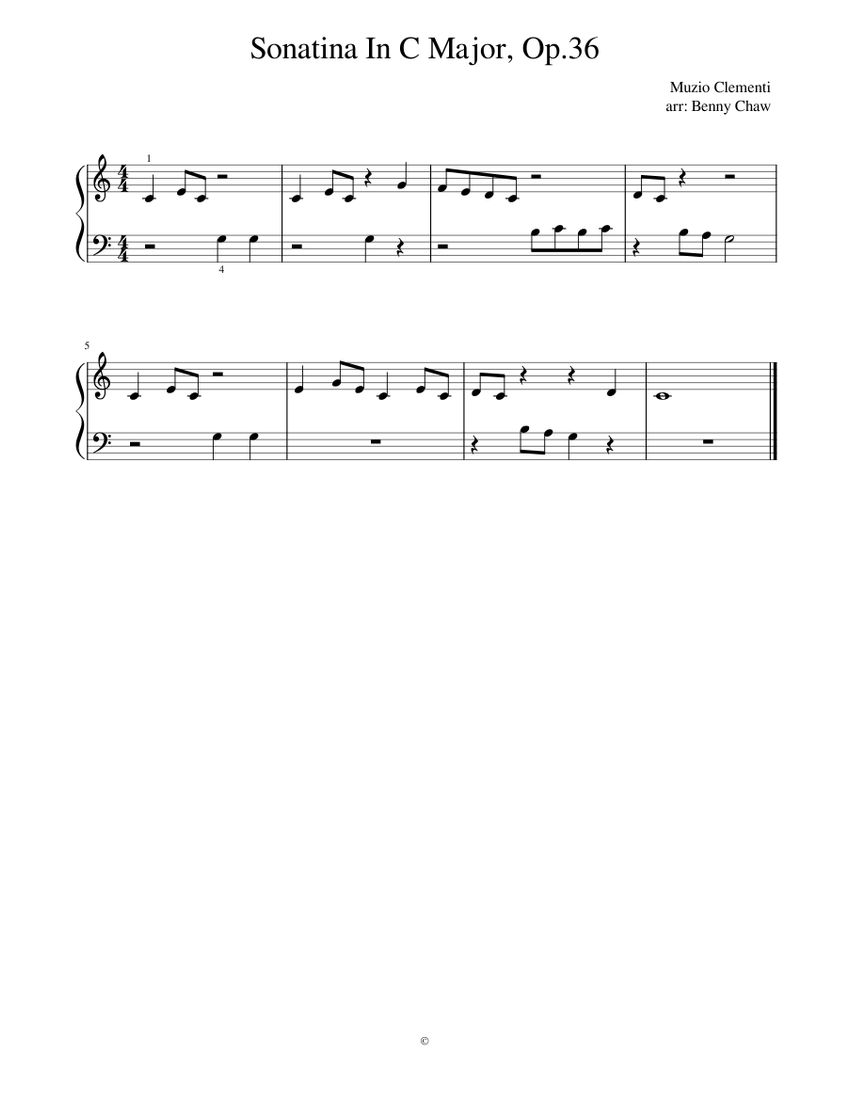 Sonatina In C Major, Op.36 (Clementi) Sheet music for Piano (Solo) Easy ...