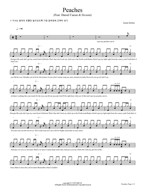Peaches (Arr. COPYDRUM) - Justin Bieber Feat. Daniel Caesar And Giveon (Drums)