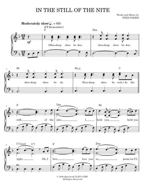 In The Still Of The Nite (I'll Remember) - Boyz II Men, The Five Satins (Easy Piano)