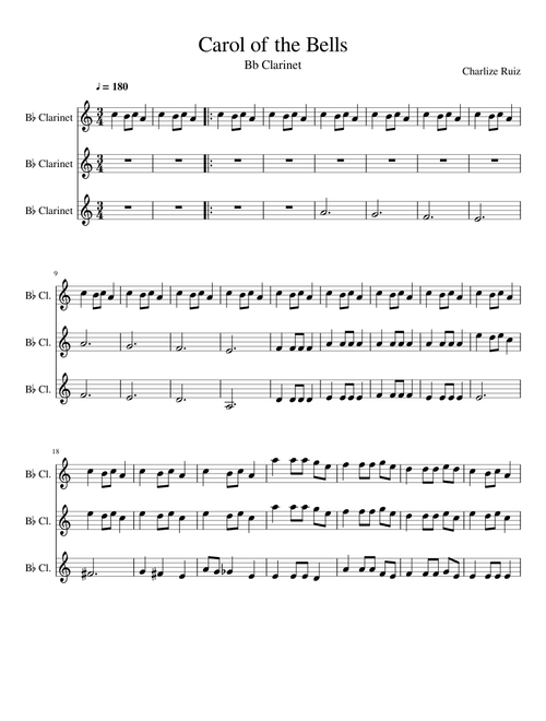 Carol of the Bells (Bb Clarinet Trio)