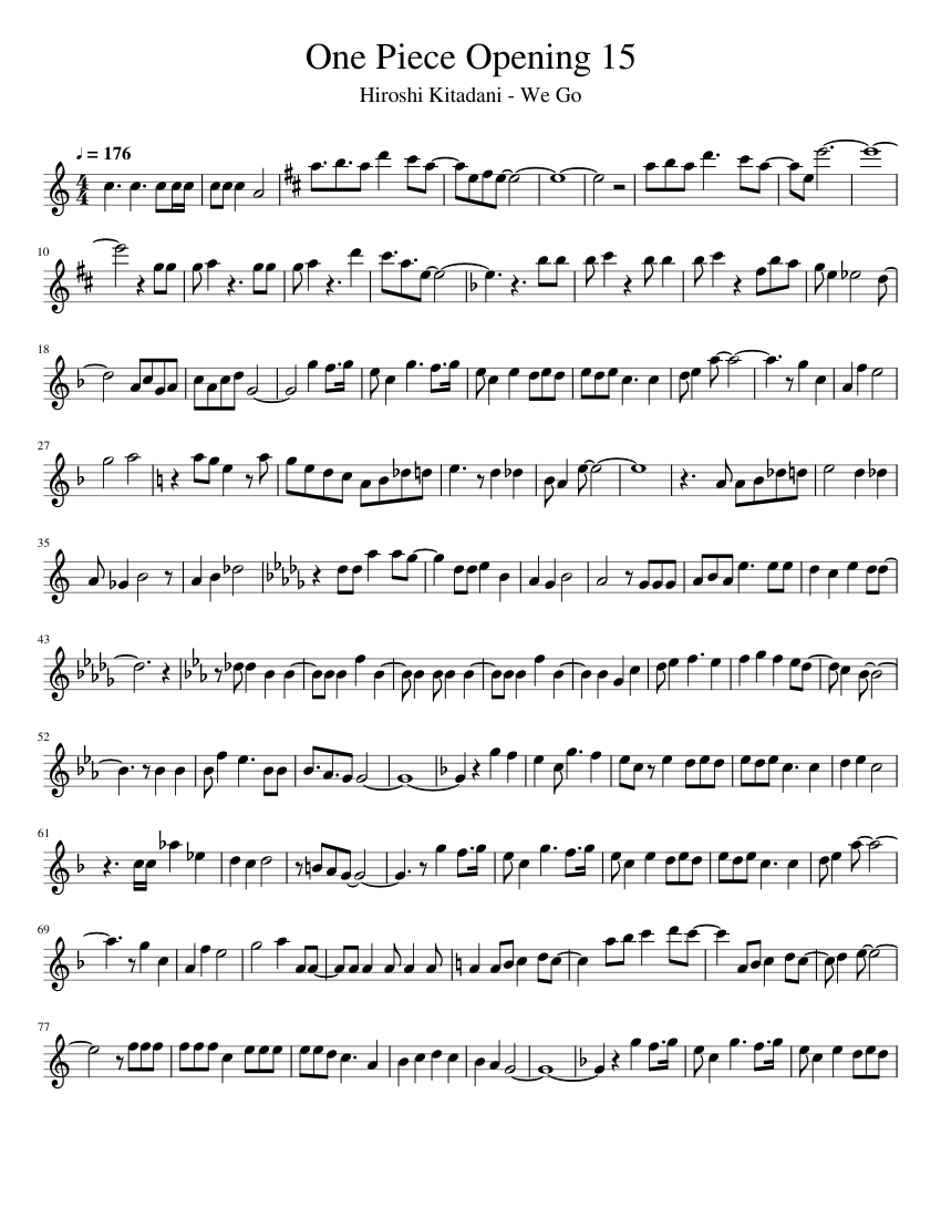 One Piece Opening 15 Sheet Music for Flute (Solo) | MuseScore.com