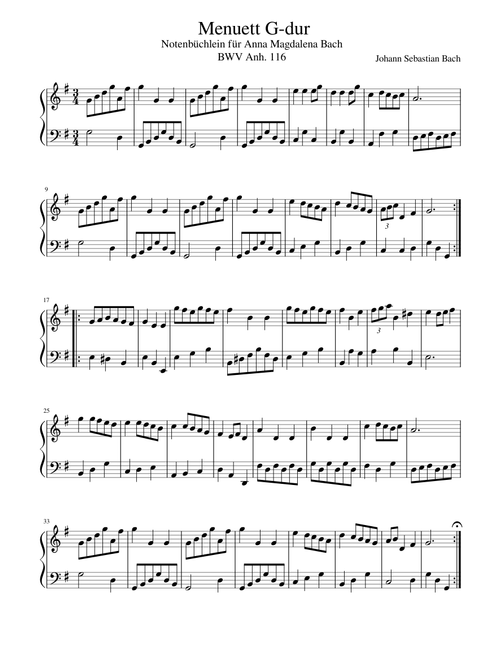 Minuet in G major, BWV Anh. 116 - Johann Sebastian Bach