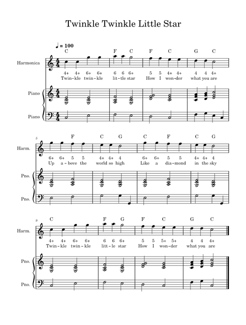 Twinkle twinkle little star – Misc Children diatonic harmonica with tab