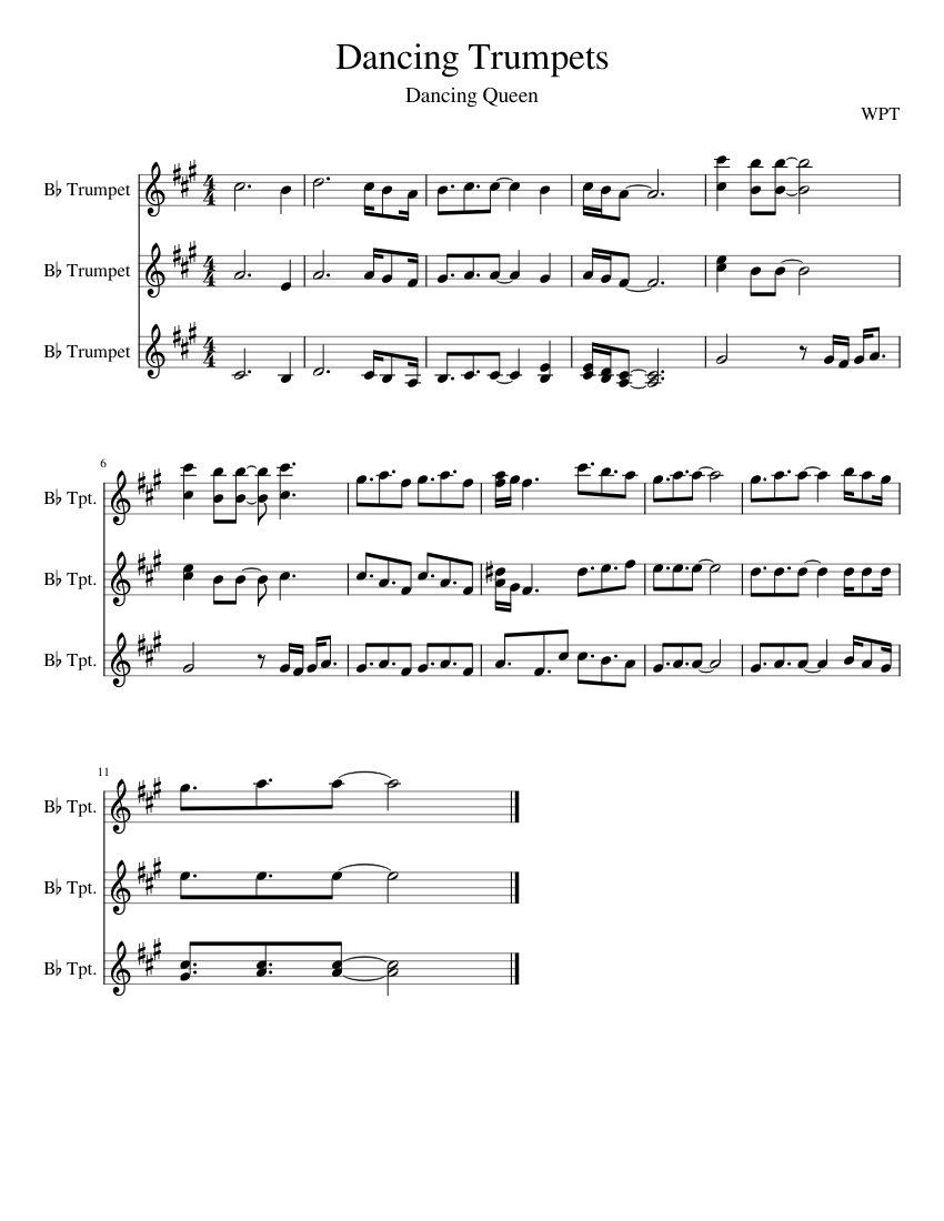Dancing queen ABBA Dancing Trumpets Sheet music for Trumpet in bflat