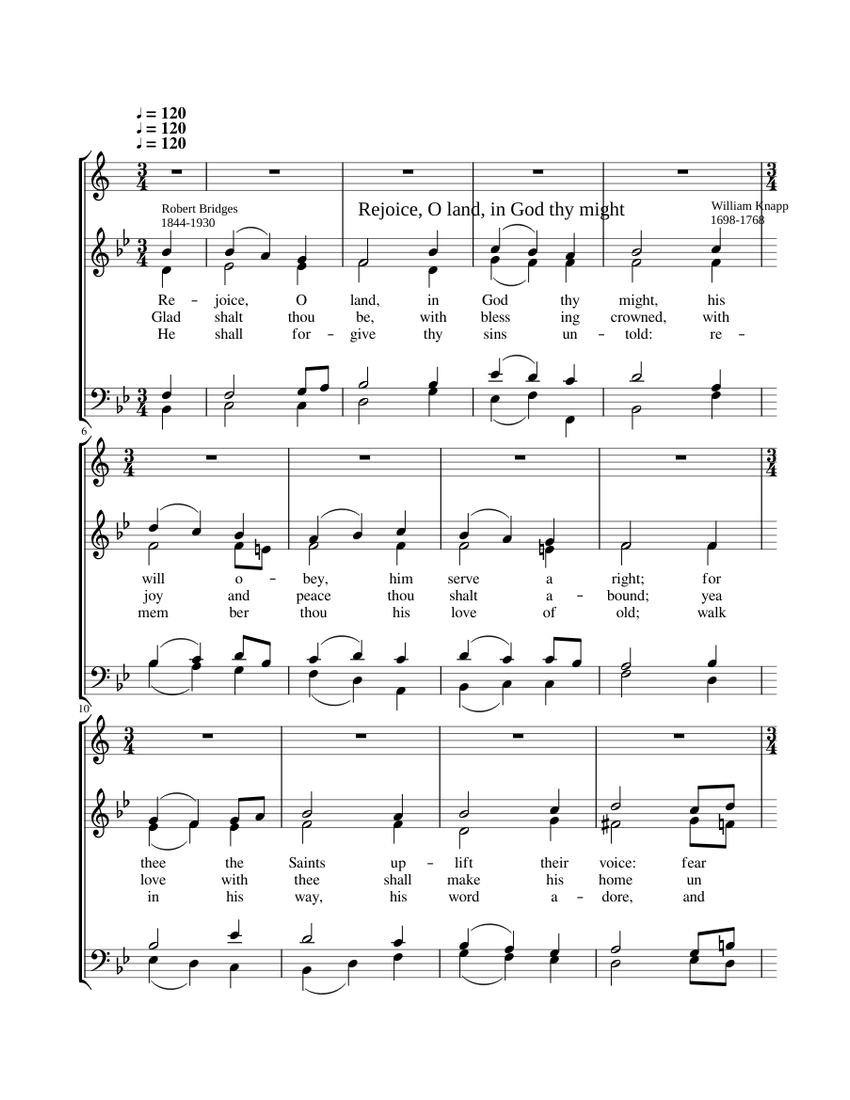 Rejoice, O land, in God thy might William Knapp Sheet music for Woodwinds group (Mixed Trio