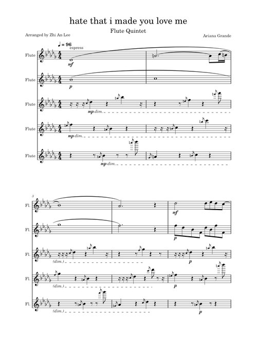 hate that i made you love me - ariana grande (flute quintet)