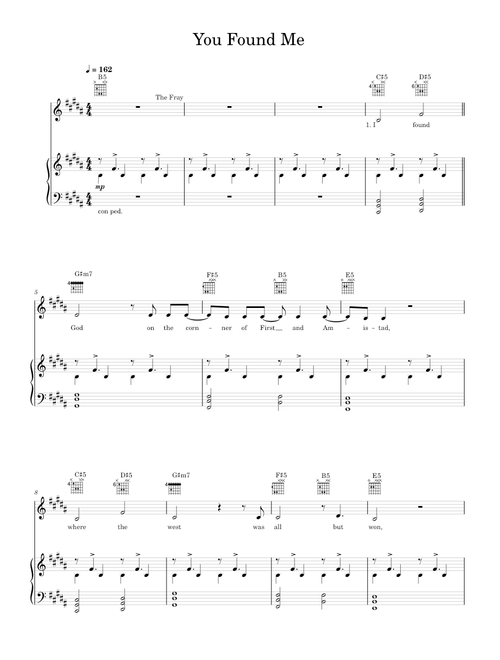 You found me - The Fray (Piano-Voice-Guitar)