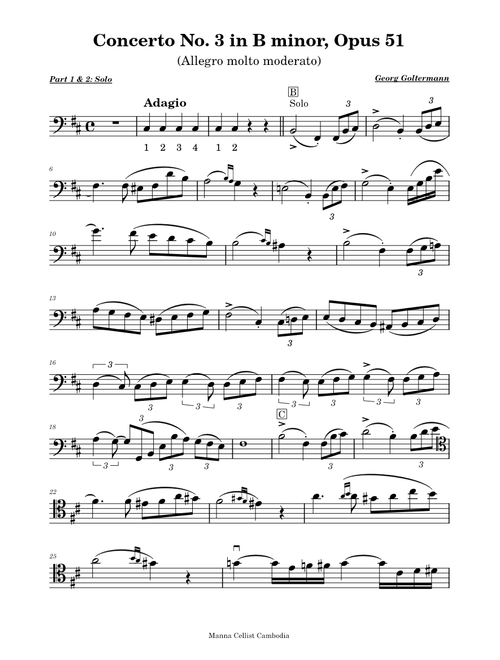 Cello Concerto No.3 in B minor, Opus 51 – Georg Goltermann (13. Part 1 & 2 l Solo - Adagio)