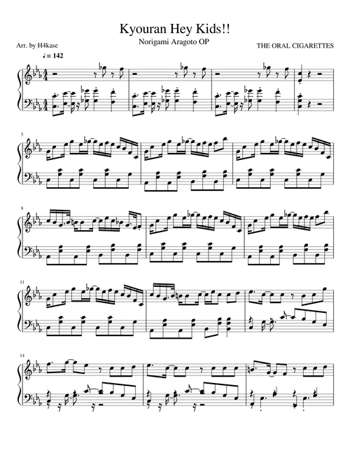 Kyouran Hey Kids!! Piano only