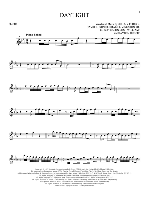 Daylight - David Kushner (Flute Solo)