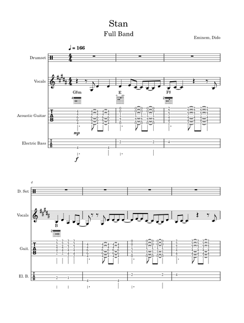 Stan – Eminem Stan Full Band (Guitar)