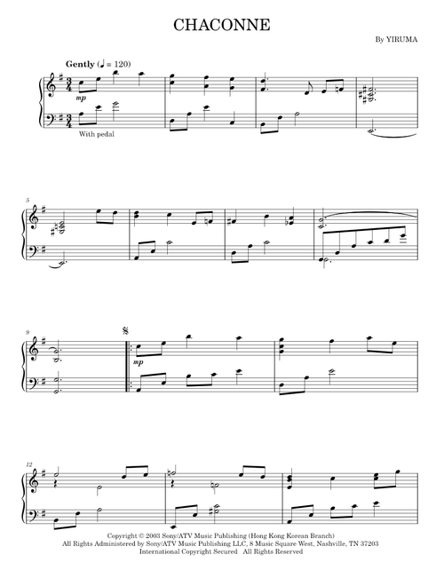 Chaconne - Yiruma (Piano Solo)