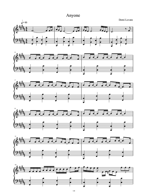 Anyone (Arr. Demi Lovato) (Piano Solo)