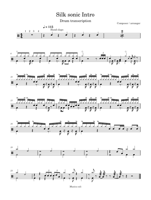 Silk Sonic Intro Drum sheet