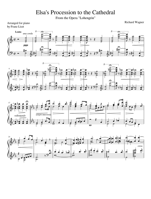 Wagner-Elsa's Procession to the Cathedral from the Opera, "Lohengrin" (piano solo)