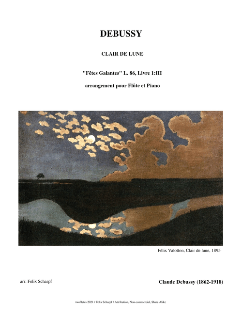 Debussy, Claude - Clair de lune (L.86, livre 1:III) arr. for Flute & Piano