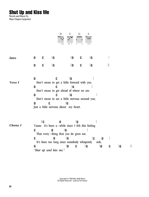 Shut Up And Kiss Me - Mary Chapin Carpenter (Guitar Chords-Lyrics)