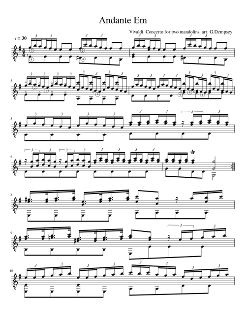 Vivaldi. Andante Em, from Concerto for 2 mandolins. arr. G.Dempsey