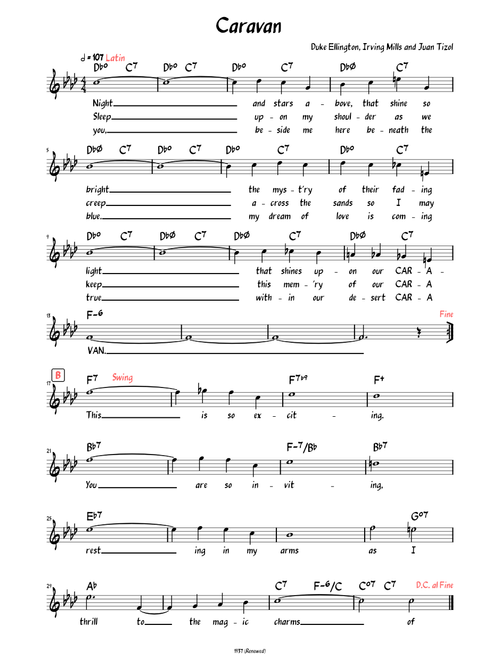 Caravan (Lead sheet with lyrics )