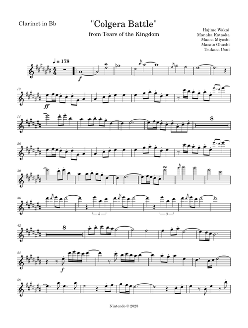 Colgera Battle Theme Music for Clarinet (Phase 3)