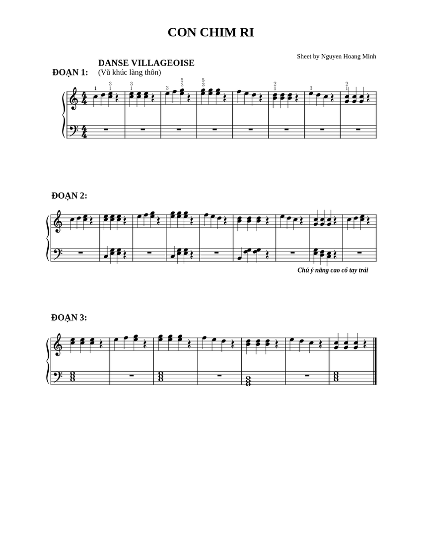 CON CHIM RI Sheet Music for Piano (Solo) easy | MuseScore.com