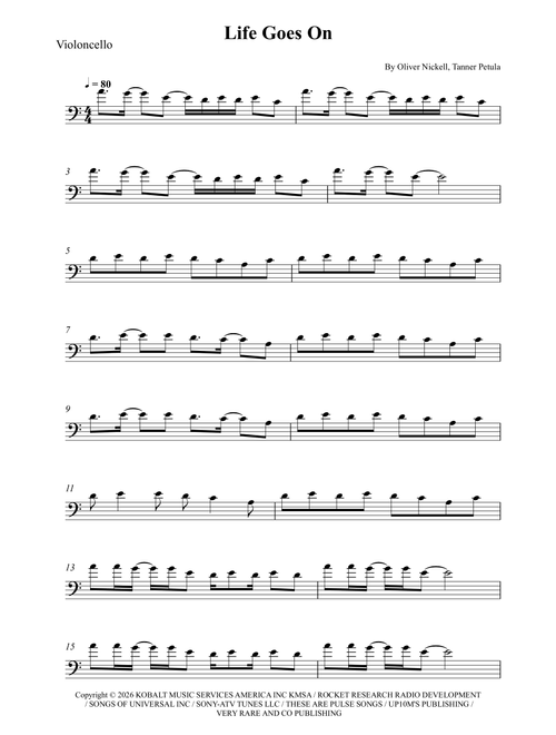 Life Goes On (Arr. Wesley S. SIlva) - Oliver Tree (Cello Solo)