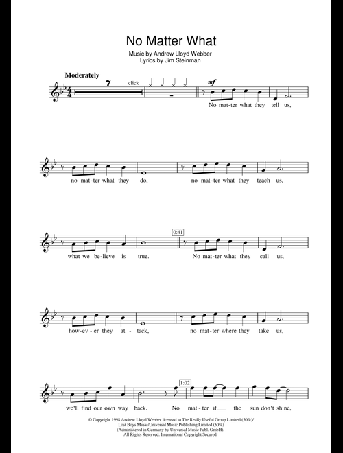 No Matter What (from Whistle Down The Wind) - Boyzone (Flute Solo)