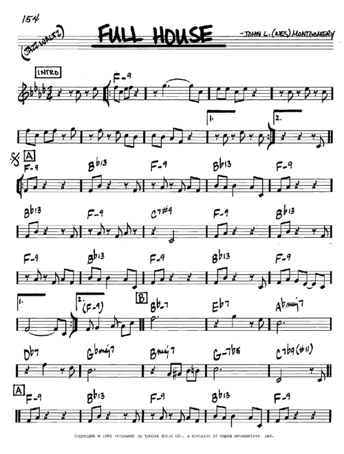 Full House - Wes Montgomery (Real Book - Melody-Chords)