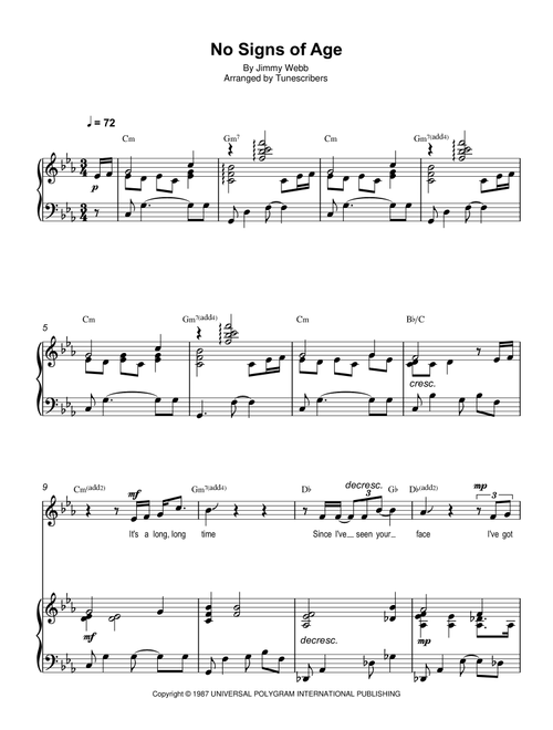 No Signs of Age (Arr. Tunescribers) - Jimmy Webb (Piano Vocal)